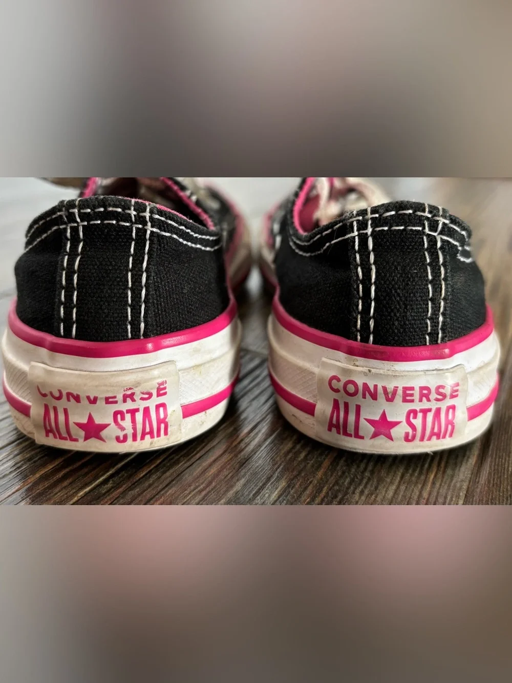 Converse Chuck Taylor Double Tongue Oxford Low Top Sneakers Jrs Sz 11 Black Pink
